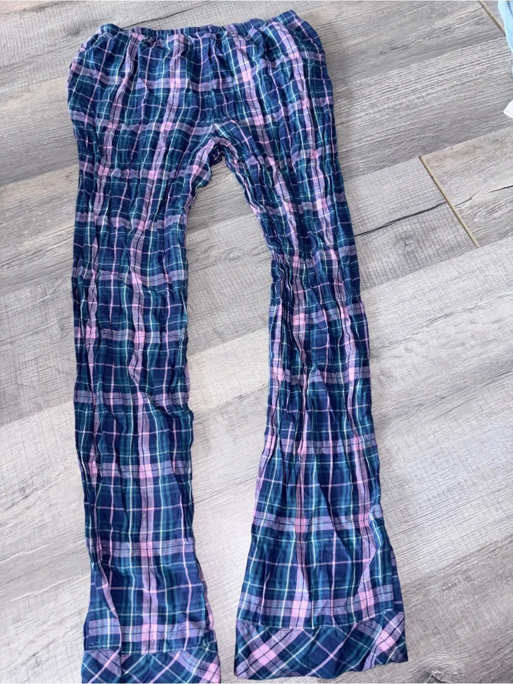 Victoria's Secret matching shimmer Navy and Pink Plaid Pajama Set small